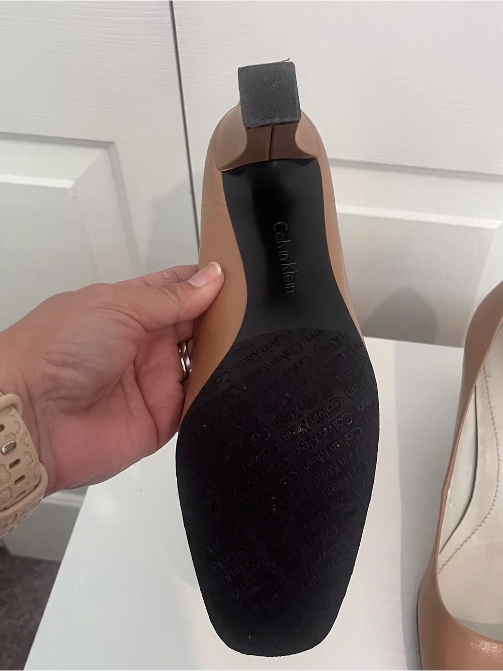 Calvin Klein Women’s Roxy Tan Block Heel Pumps Size 7M